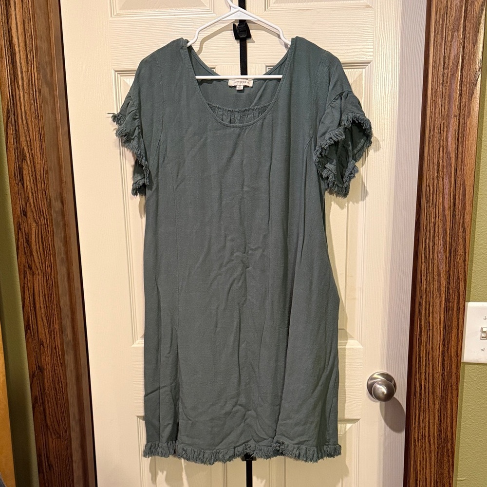 Green Ruffle Sleeve Dress
